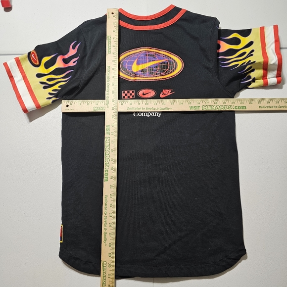 Nike Baseball Button Shirt Flames Championship Men's Large DV9642-010 Black red - Picture 8 of 11